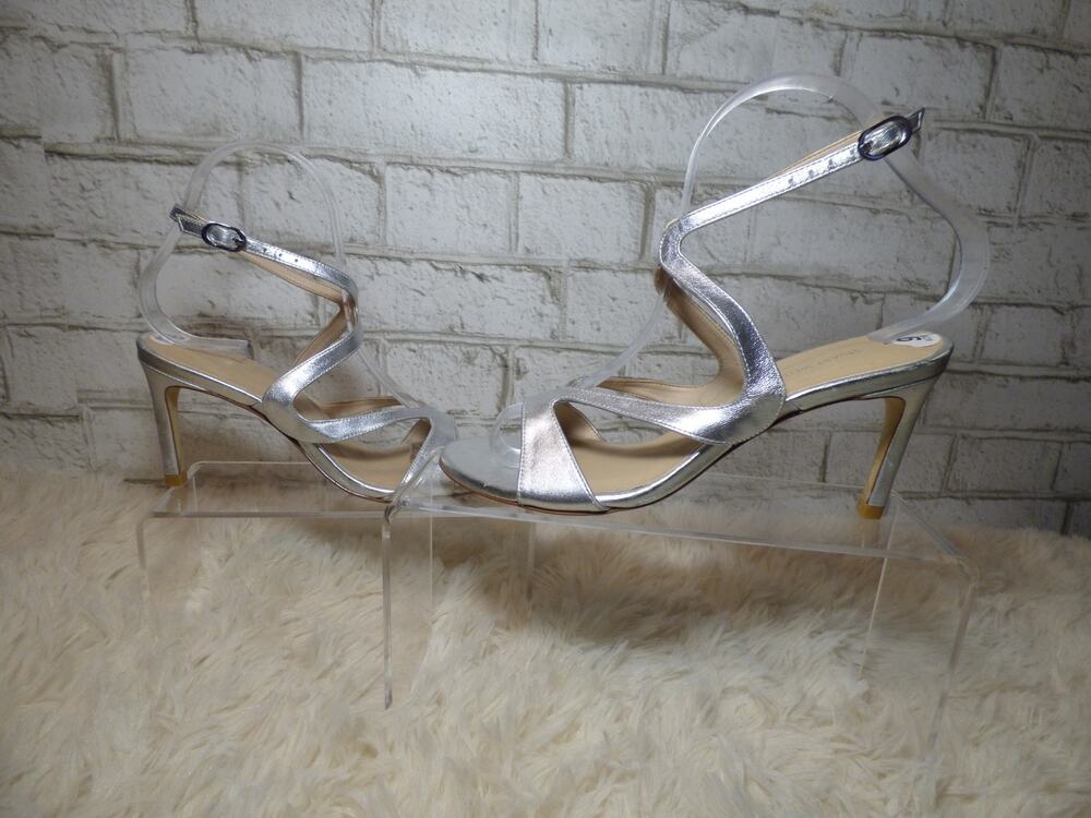 Stuart Weitzman Mariposa Silver Leather Stiletto Heels 6 NEW
